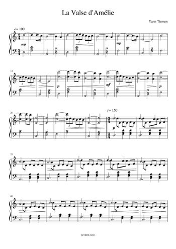 Yann Tiersen - La valse d'Amélie - sheet music preview #0 of 4