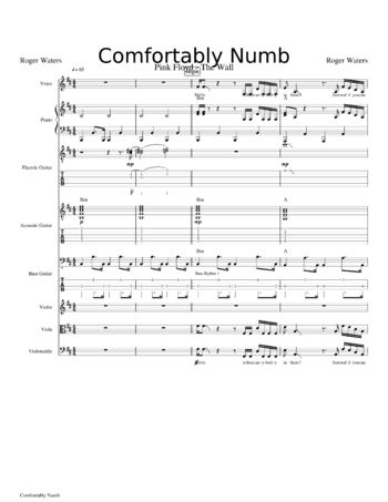 Pink Floyd - comfortably numb - sheet music preview #0 of 39