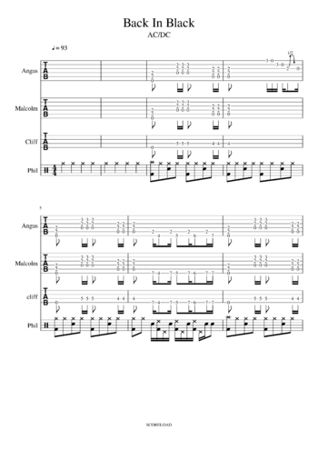 AC/DC - back in black - sheet music preview #0 of 15