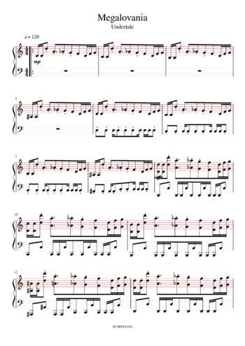 Toby Fox - Megalovania - sheet music preview #0 of 6
