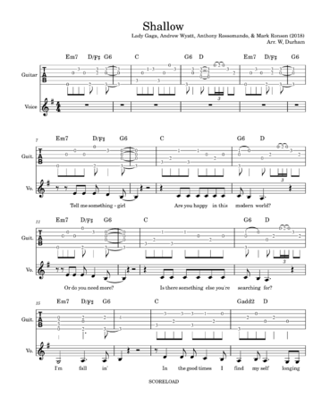 Lady Gaga - Shallow - sheet music preview #0 of 5