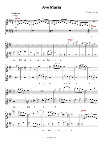 Giulio Caccini - ave maria - sheet music preview #0 of 2