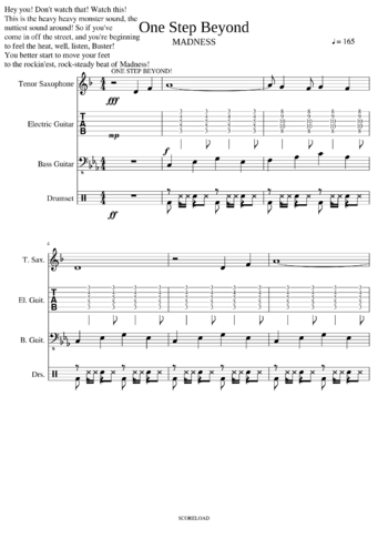 Madness - one step beyond - sheet music preview #0 of 10