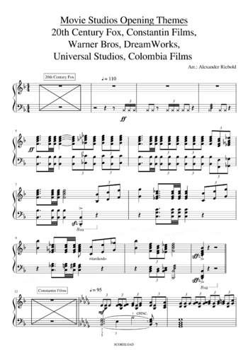 Misc Television - 20th century fox theme - sheet music preview #0 of 3