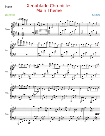 Misc Computer Games - xenoblade chronicles - main theme - sheet music preview #0 of 2