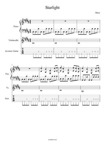 Muse - starlight - sheet music preview #0 of 14