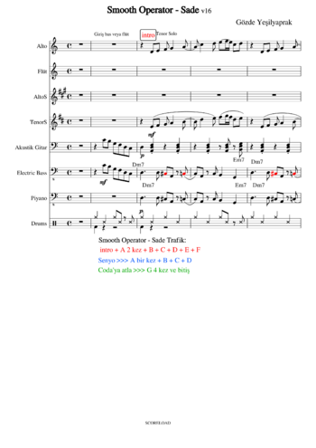 Sade - smooth operator - sheet music preview #0 of 17