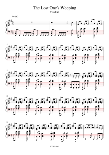 Kagamine Rin - the lost ones weeping ロストワンの号哭 - sheet music preview #0 of 6