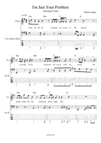 Misc Cartoons - adventure time - im just your problem - sheet music preview #0 of 5