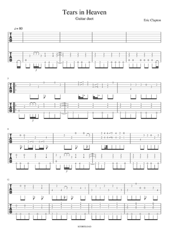 Eric Clapton - tears in heaven - sheet music preview #0 of 5