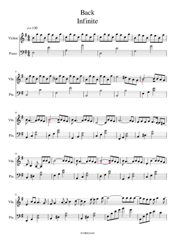 Infinite - back - sheet music preview #0 of 5