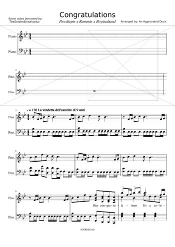Pewdiepie - congratulations - sheet music preview #0 of 12