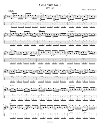 Johann Sebastian Bach - Cello Suite No.1 in G major, BWV 1007 - sheet music preview #0 of 3