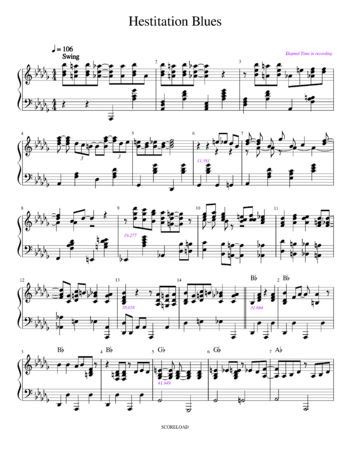 Jelly Roll Morton - Hesitation Blues - sheet music preview #0 of 5