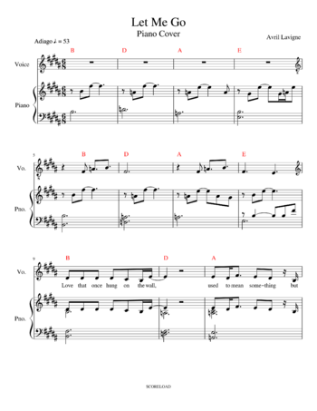 Avril Lavigne - let me go - sheet music preview #0 of 13