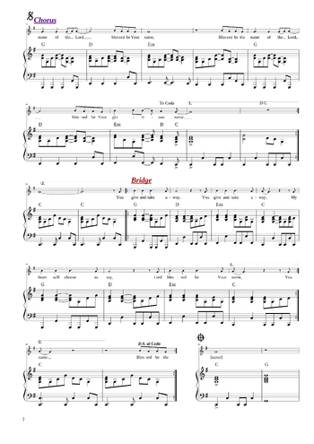 Matt Redman - blessed be your name - sheet music preview #1 of 2