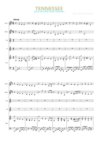 Hans Zimmer - Tennessee - sheet music preview #0 of 5