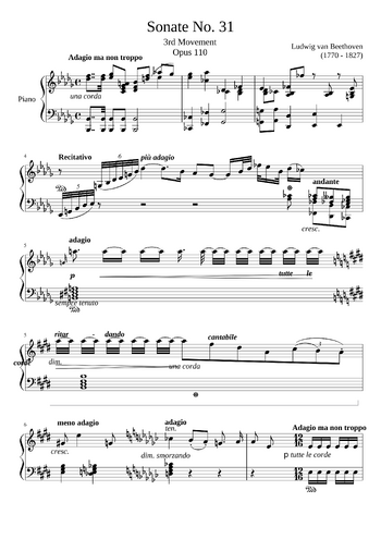 Ludwig van Beethoven - Piano Sonata No.31, Op.110 - sheet music preview #0 of 13