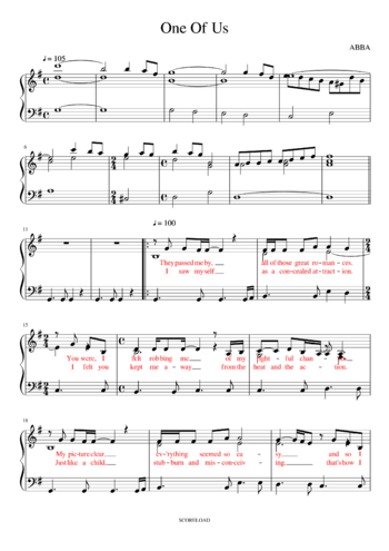 ABBA - one of us - sheet music preview #0 of 3