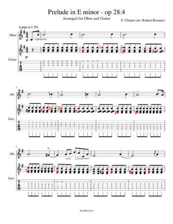 Frédéric Chopin - Prelude in E minor (Opus 28 no 4) - - sheet music preview #0 of 2