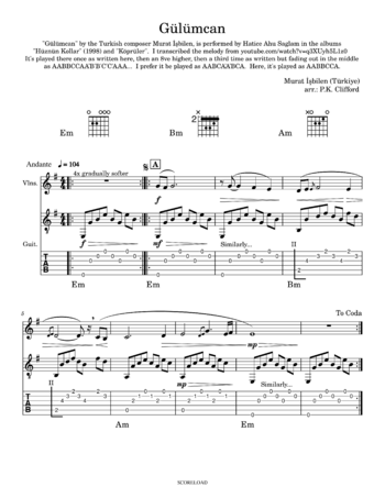 Murat İşbilen - Gülümcan - sheet music preview #0 of 3