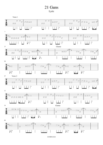 Green Day - 21 guns - sheet music preview #0 of 2