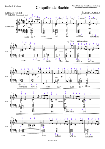 Astor Piazzolla - chiquilin de bachin - sheet music preview #0 of 2