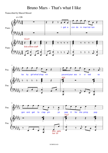 Bruno Mars - That's What I Like - sheet music preview #0 of 5