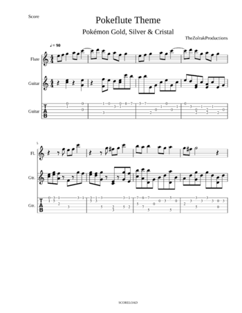 Misc Computer Games - pokemon - pokeflute theme - sheet music preview #0 of 3