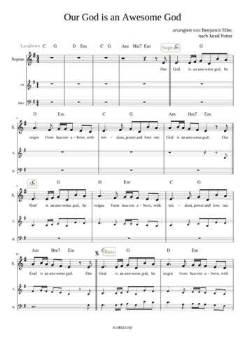 Hillsong - our god is an awesome god - sheet music preview #0 of 3