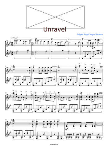 Misc Cartoons - tokyo ghoul - unravel - sheet music preview #0 of 4