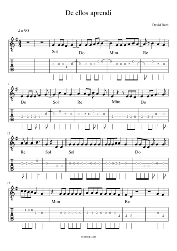 David Rees - de ellos aprendí - sheet music preview #0 of 3