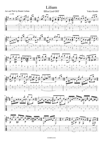 Misc Cartoons - elfen lied - lilium - sheet music preview #0 of 2