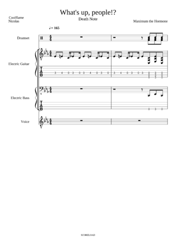 Maximum the Hormone - What's Up, People?! - sheet music preview #0 of 44
