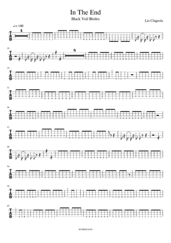 Black Veil Brides - in the end - sheet music preview #0 of 2