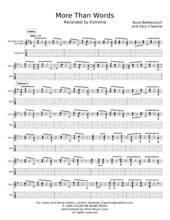 Extreme - more than words - sheet music preview #0 of 5