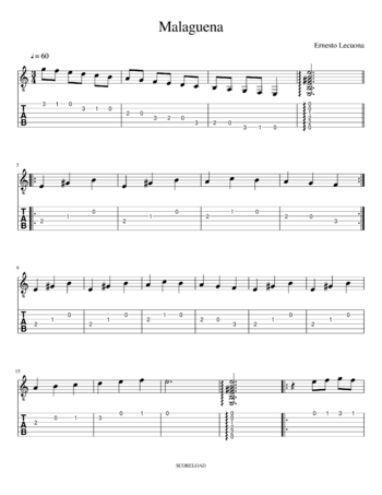 Ernesto Lecuona - malaguena - sheet music preview #0 of 2