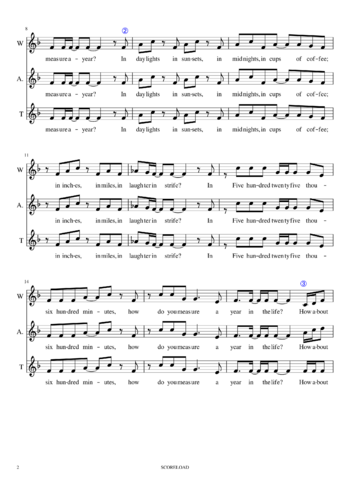 Rent - seasons of love - sheet music preview #1 of 7
