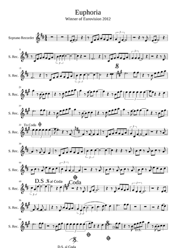 Loreen - euphoria - sheet music preview #0 of 2